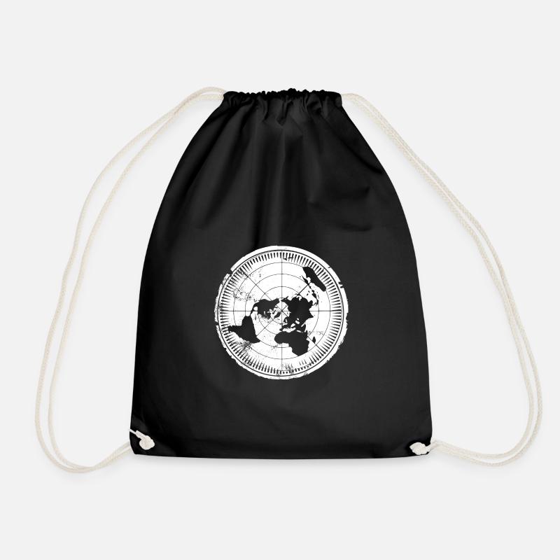 Flache Erde Karte - Flat Earth Map - Drawstring Bag - black