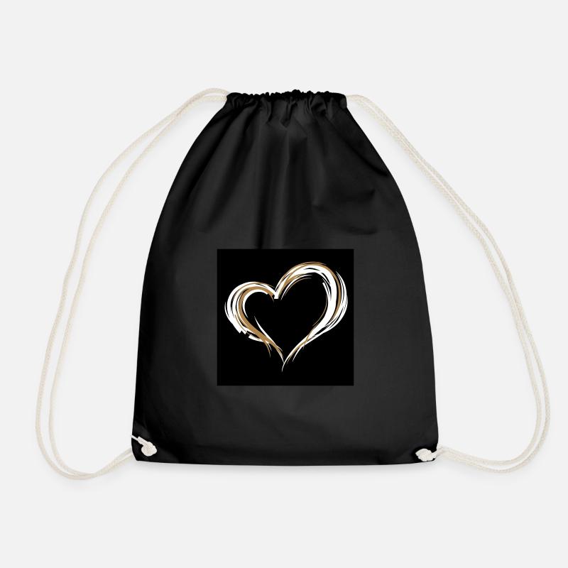 Heart - Drawstring Bag - black