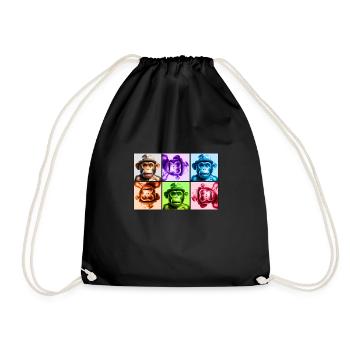 Monkeys World - Drawstring Bag - black - Front