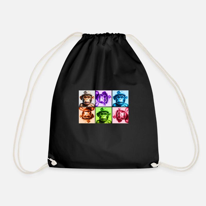 Monkeys World - Drawstring Bag - black