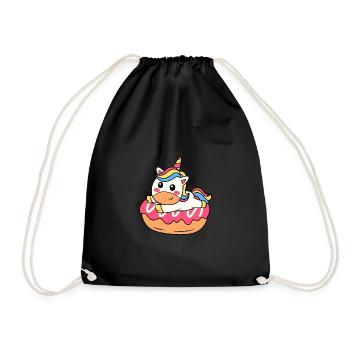 UNICORN UNICORN PONY RAINBOW DONUT CUTE MOTIF - Drawstring Bag - black - Front