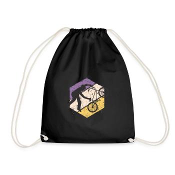 BMX BICYCLE BICYCLE JUMP BIKER CYCLING STYLE MOTIF - Drawstring Bag - black - Front