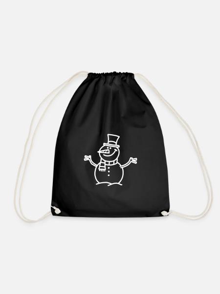 Christmas drawing snowman - Drawstring Bag - black