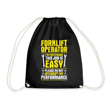 Staplerfahrer Gabelstaplerfahrer Forklift Operator - Turnbeutel - Schwarz - Vorne