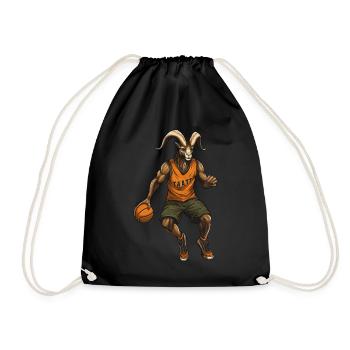 Basketball Steinbock - Turnbeutel - Schwarz - Vorne