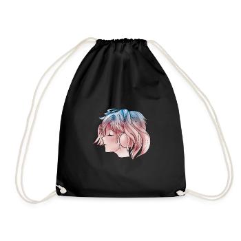 Manga Girl Music Anime - Drawstring Bag - black - Front