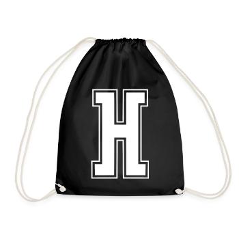 Varsity Letter H College Look - Drawstring Bag - black - Front