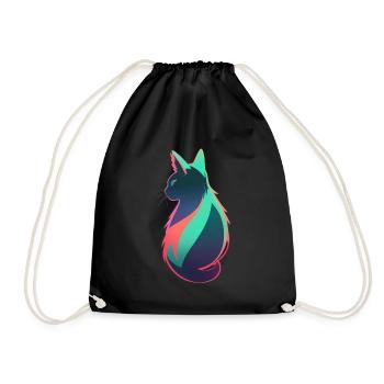 wonderful cat neon colorful colorful - Drawstring Bag - black - Front