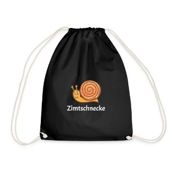 Zimtschnecke funny Schnecke lecker Zimt schleimig - Turnbeutel - Schwarz - Vorne
