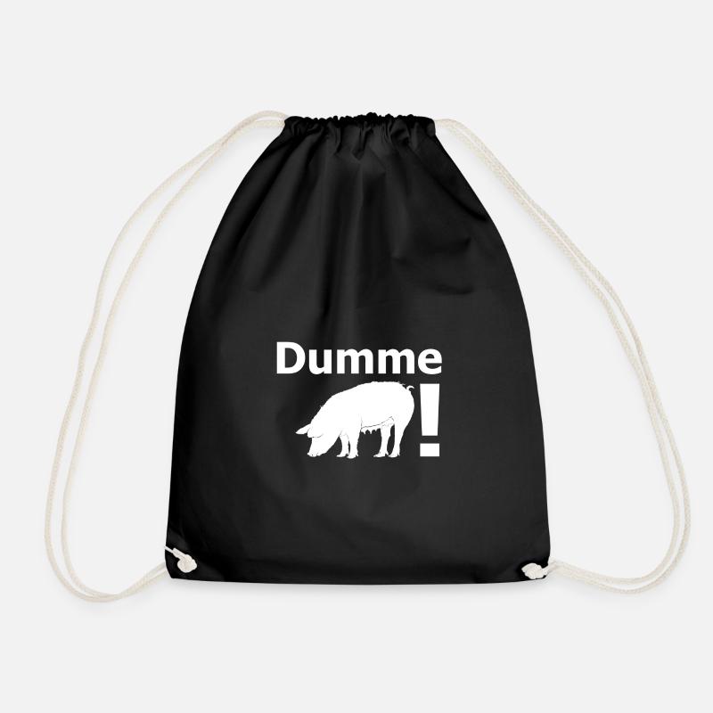 * LIMITED * Stupid pig! - Drawstring Bag - black
