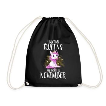 UNICORN QUEENS ARE BORN IN NOVEMBER - Turnbeutel - Schwarz - Vorne
