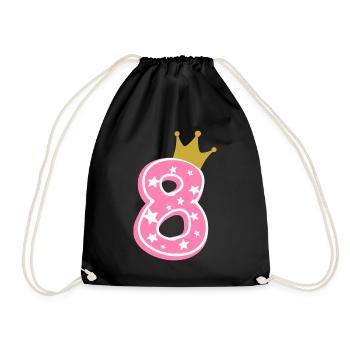 8 Krone 8th birthday 8 years - Drawstring Bag - black - Front