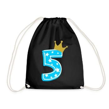 5 Krone 5. Geburtstag 5 Jahre - Turnbeutel - Schwarz - Vorne