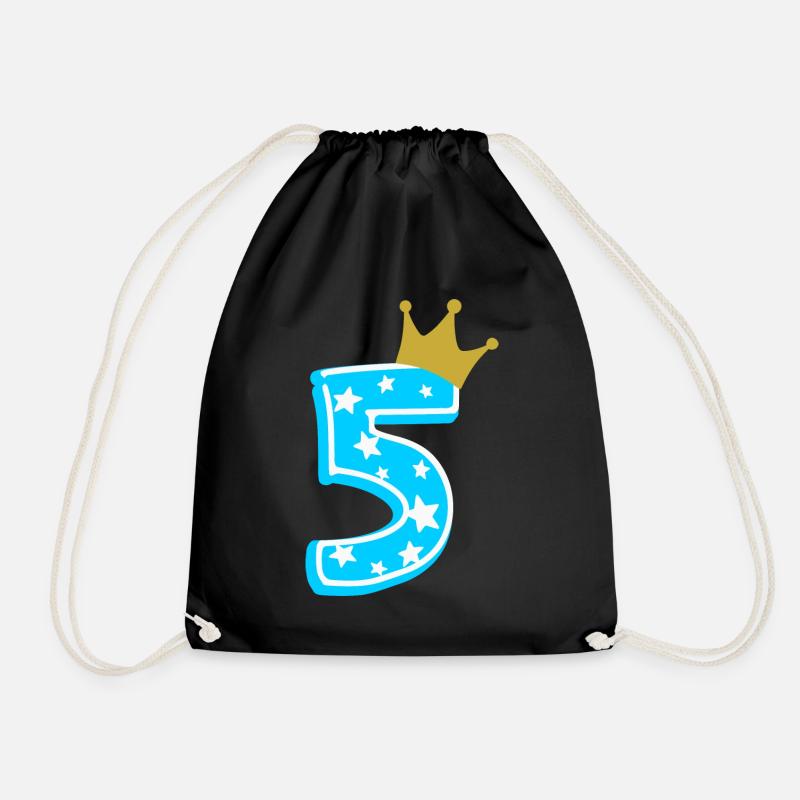 5 Krone 5. Geburtstag 5 Jahre - Turnbeutel - Schwarz