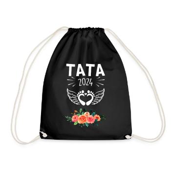 Tata 2024 Annonce Naissance Bébé Fleurs - Sac de sport léger - noir - Devant