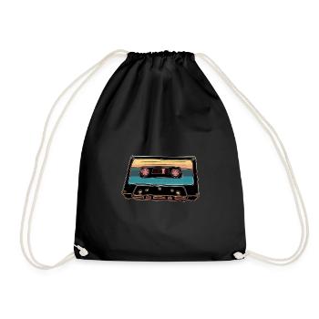 Kassette Vintage 80's - Turnbeutel - Schwarz - Vorne