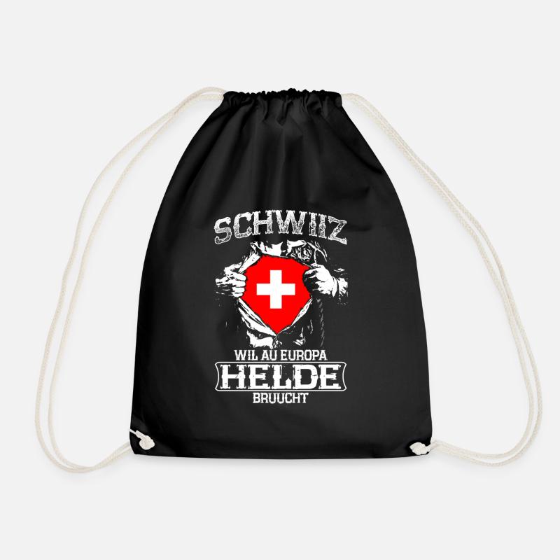 Schwiiz - Europa - Helde - Turnbeutel - Schwarz