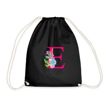E letter red - Drawstring Bag - black - Front