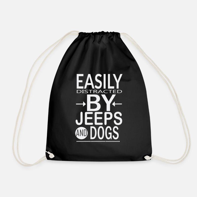 distract by jeeps and dogs - Drawstring Bag - black