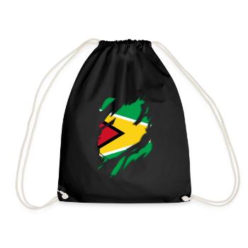 Guyana flag torn motif - Drawstring Bag - black - Front