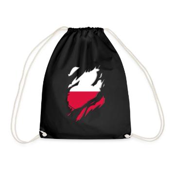 Poland flag torn motif - Drawstring Bag - black - Front