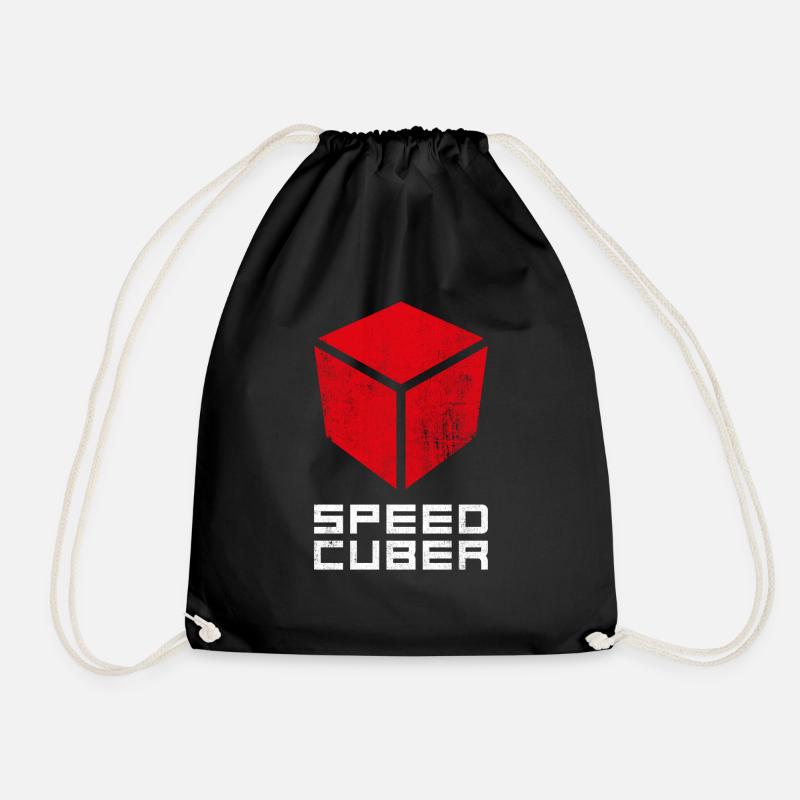 SPEEDCUBER CUBE. Cubing-Cube-Cuber-Speedcubing - Drawstring Bag - black