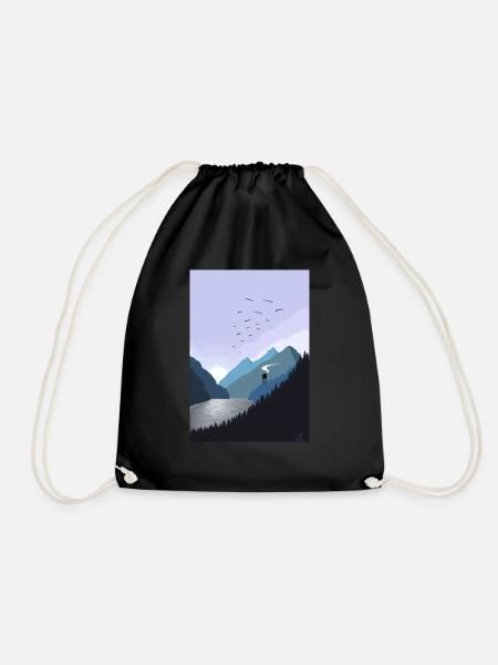 Lake at sunset - Drawstring Bag - black