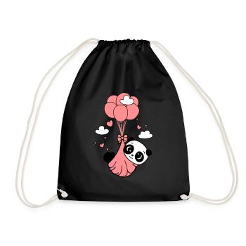 Panda cub in the clouds - Drawstring Bag - black - Front
