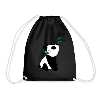 Panda with cochlear implant - Drawstring Bag - black - Front