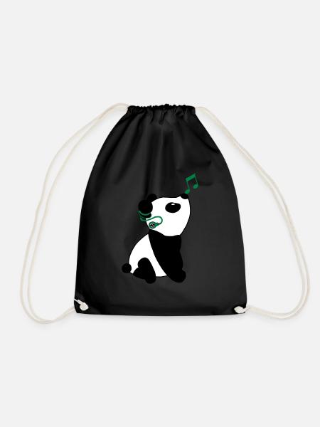Panda with cochlear implant - Drawstring Bag - black