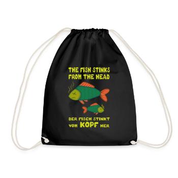 The fish stinks from the head. Fish stinks head - Drawstring Bag - black - Front