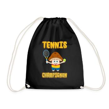 Tennis Champignon (Champion) Comicstyle - Turnbeutel - Schwarz - Vorne