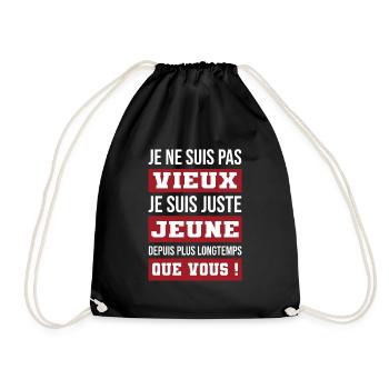 jeune vieux | cadeau marrant | citation drôle - Sac de sport léger - noir - Devant