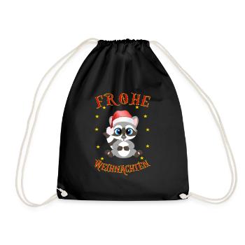 Frohe Weihnachten Santa Waschbär - Turnbeutel - Schwarz - Vorne