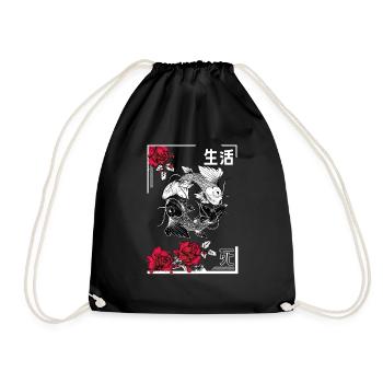 Yin und Yang Koi mit Rosen - Turnbeutel - Schwarz - Vorne