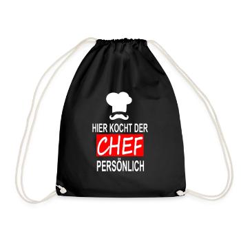 HIER KOCHT DER CHEF PERSÖNLICH - Turnbeutel - Schwarz - Vorne