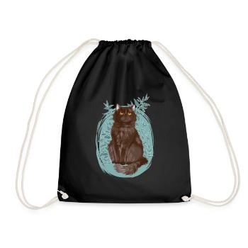 Black Grey Cat Plants Yellowfang Yellowtooth - Drawstring Bag - black - Front