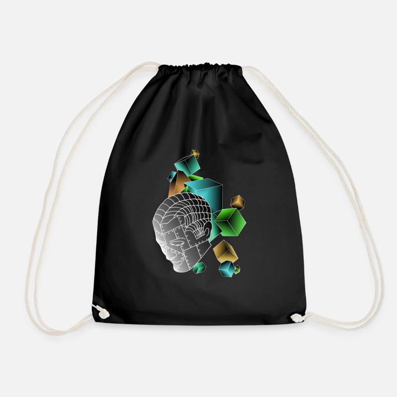 Robots with cubes colorful - Drawstring Bag - black
