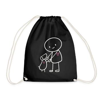 Dogs Stick figures Dog owners Dogs Gassi - Drawstring Bag - black - Front