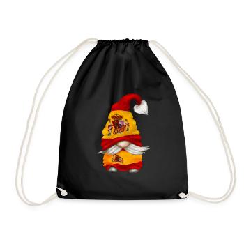 Gnom in Flagge von Spanien Frohe Weihnachten Gnom - Turnbeutel - Schwarz - Vorne