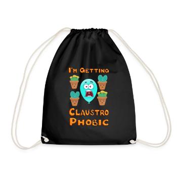 I'm getting Claustrophobic - cacti cactus balloon - Drawstring Bag - black - Front