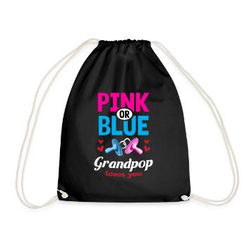 Pink or Blue Grandpop Loves You Gender Reveal - Drawstring Bag - black - Front