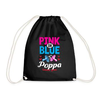 Pink or Blue Poppa Loves You Gender Reveal Party - Drawstring Bag - black - Front