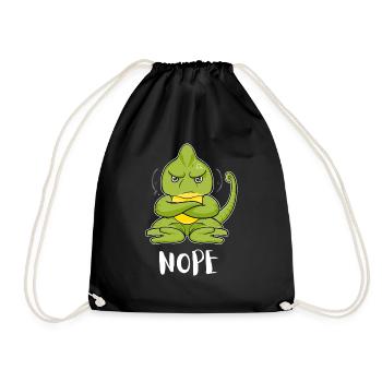 Nope Funny Lazy Chameleon - Drawstring Bag - black - Front