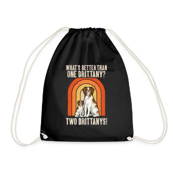 French Brittany Spaniel Epagneul Breton Gift - Drawstring Bag - black - Front