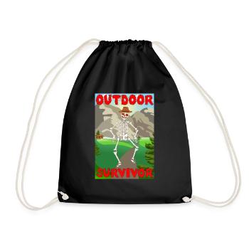 Cabane de montagne squelette de survivant en plein air effrayant - Sac de sport léger - noir - Devant