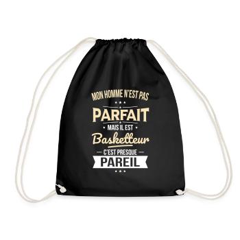 Mon homme n'est pas parfait mais il est basketteur - Sac de sport léger - noir - Devant