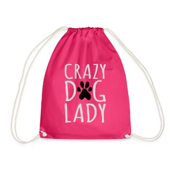crazy dog lady quote - Drawstring Bag - fuchsia - Front