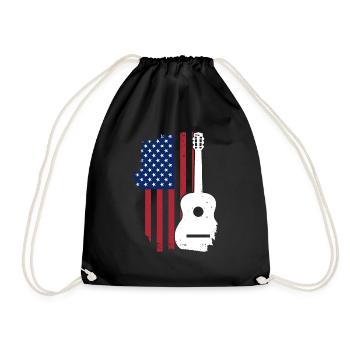 USA Flagge Gitarre - Turnbeutel - Schwarz - Vorne