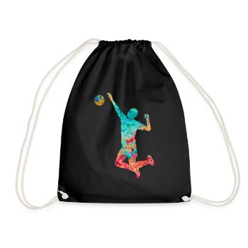 Volleyball Schmettern in PopArt - Turnbeutel - Schwarz - Vorne